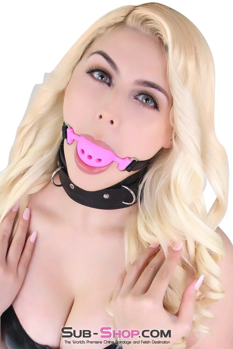 0524RS-SIS      Large Sissy Bitch Boi Locking Sissy Slave Pink Silicone Breather Ball Gag by Sissy Bimbo