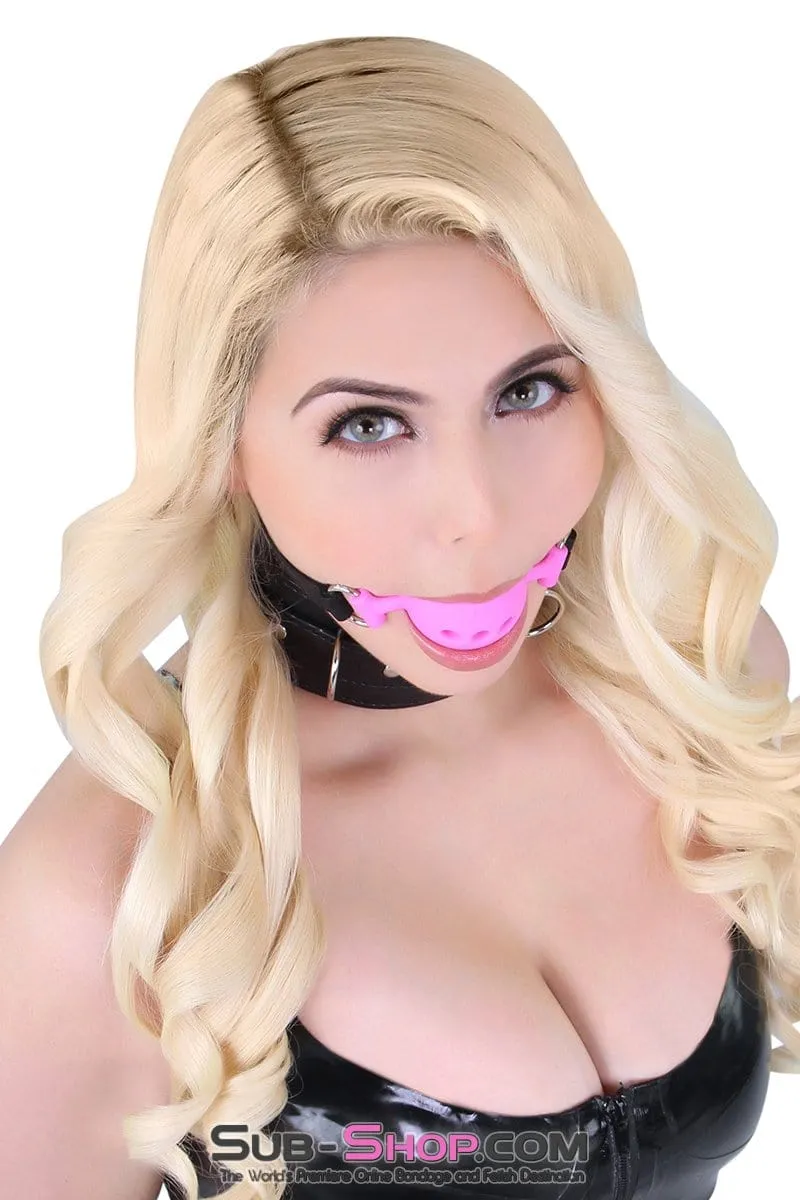 0524RS-SIS      Large Sissy Bitch Boi Locking Sissy Slave Pink Silicone Breather Ball Gag by Sissy Bimbo