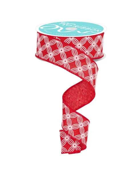1.5"x10yd Multi Circles w/Dot On Cross Check, Red/White  JY26