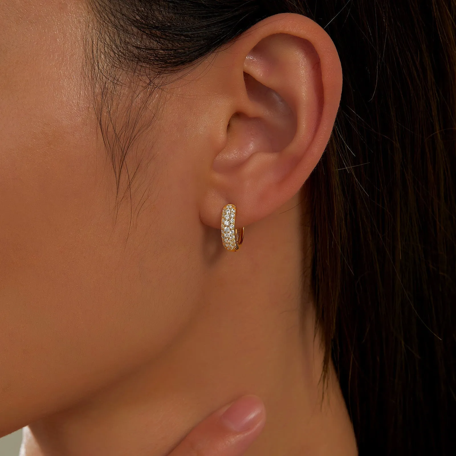 3-Row Huggie Hoop Earrings