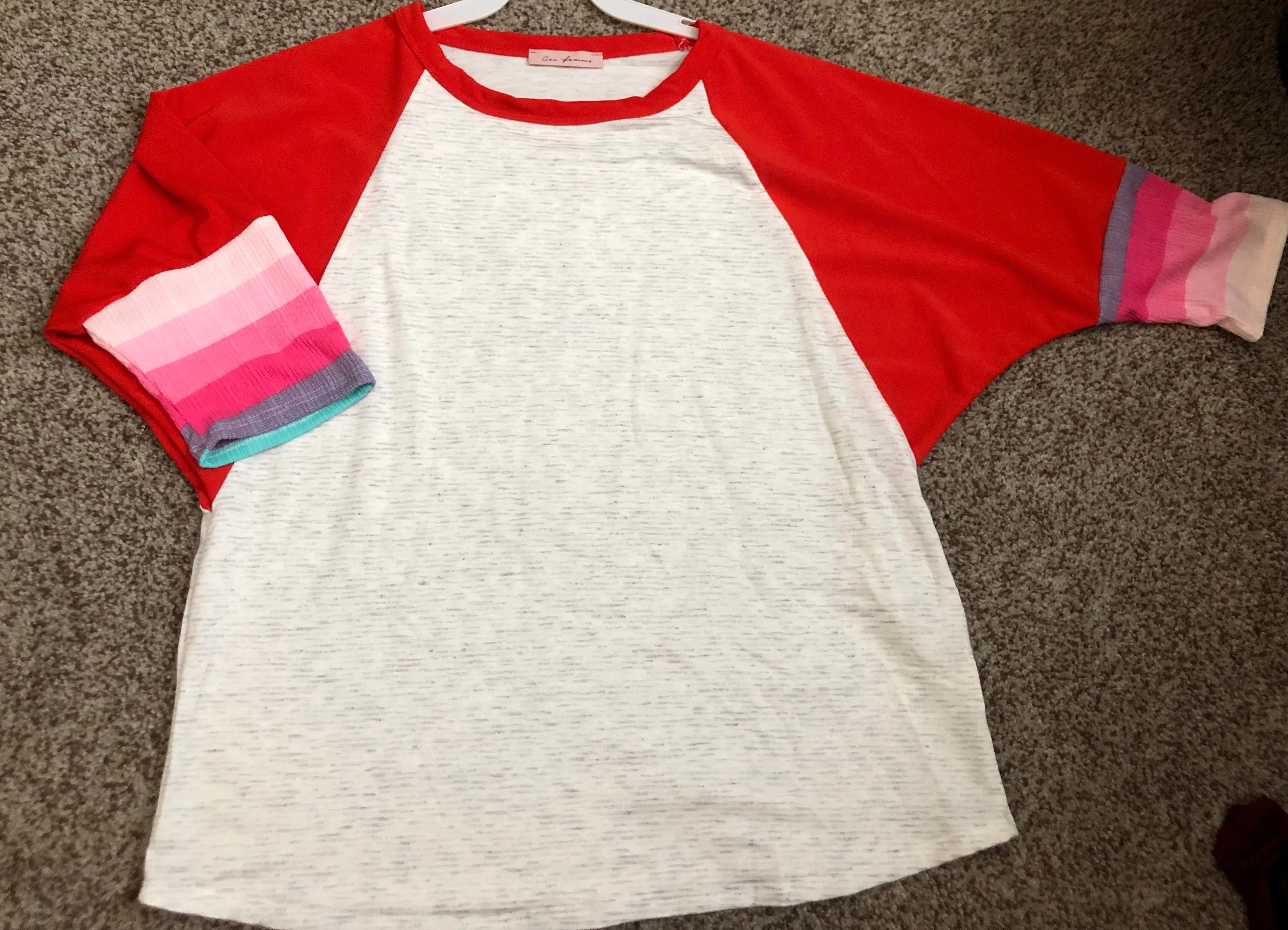3/4 Sleeve, batwing, multi color top
