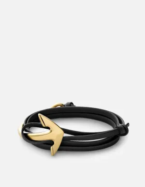 Anchor Half-Cuff Leather, Matte Gold