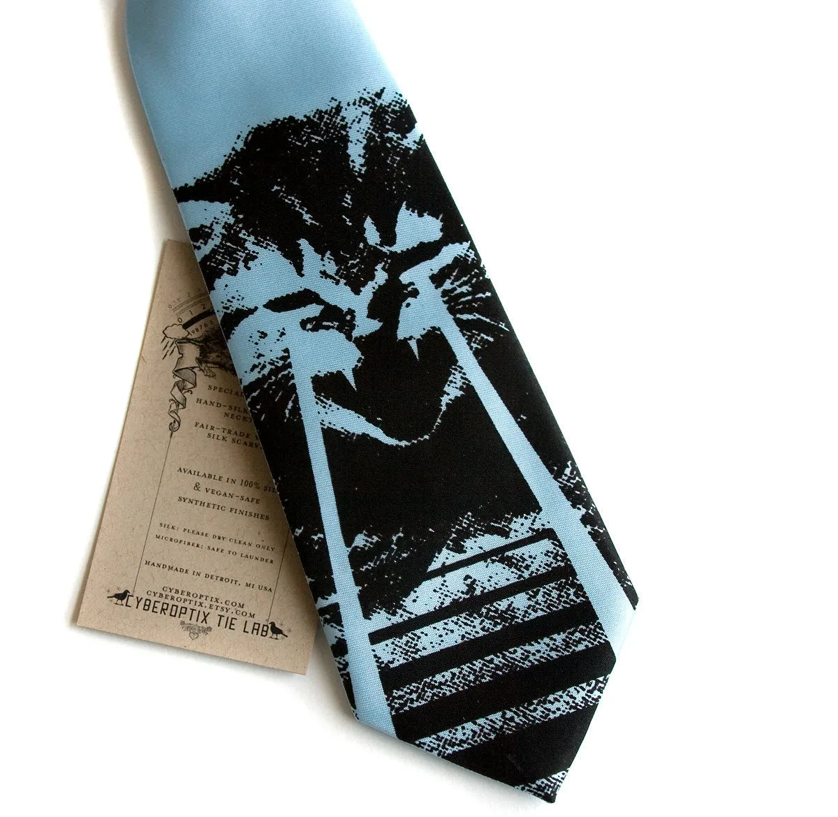 Angry Laser Kitten kids tie. Boys clip-on cat necktie.