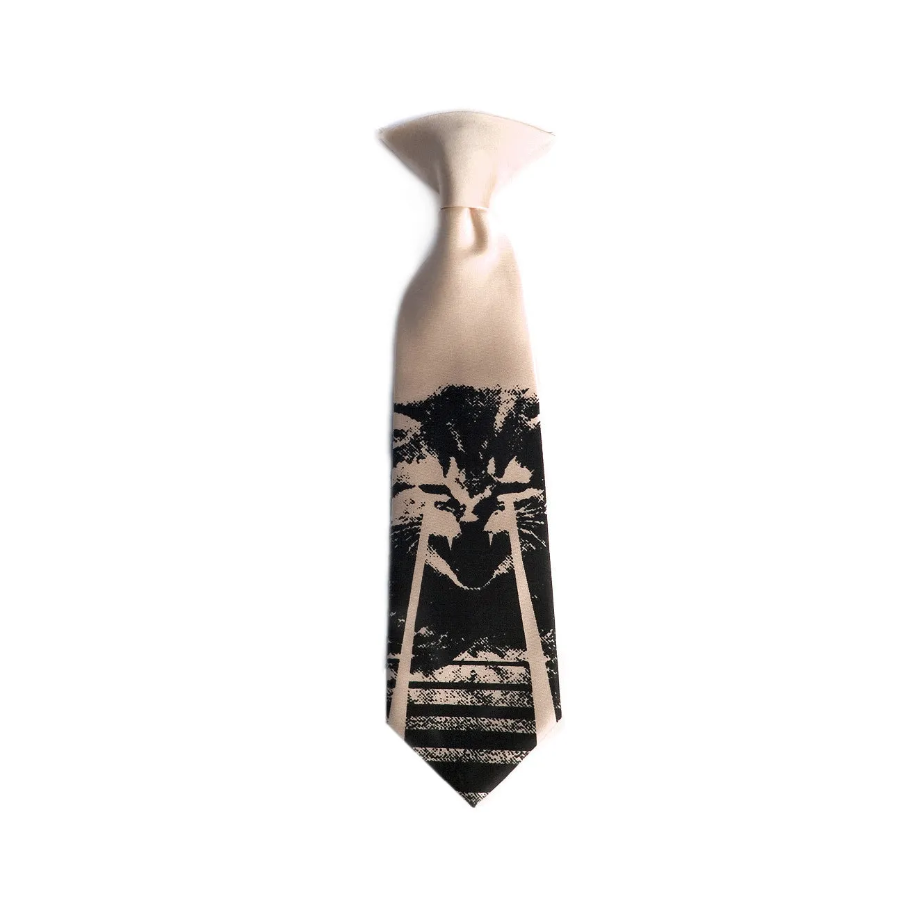 Angry Laser Kitten kids tie. Boys clip-on cat necktie.