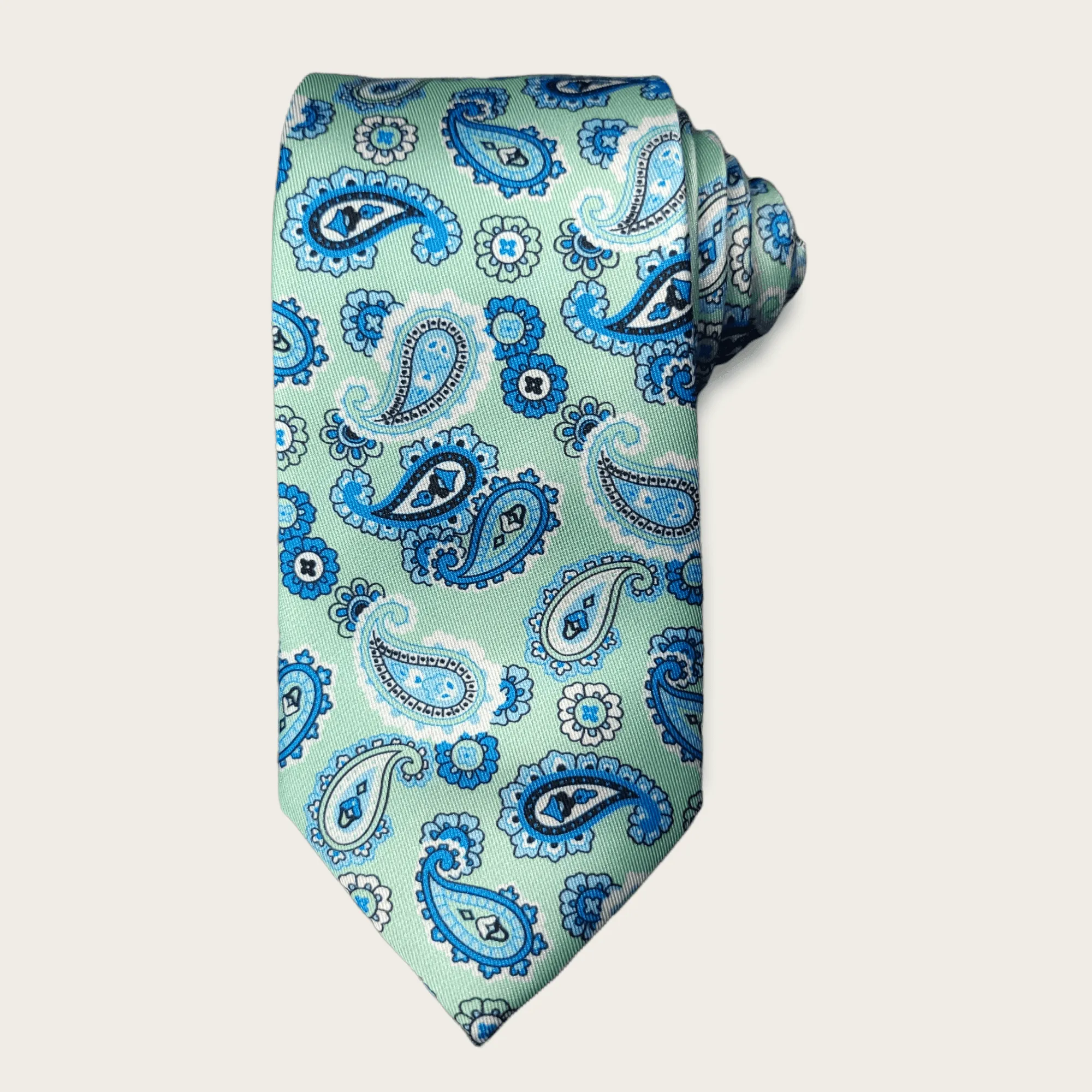 Aqua Mint Blue Paisley Tie