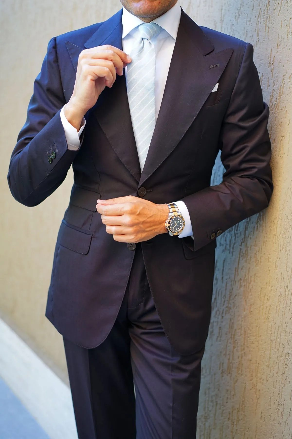 Baby Blue Wide Pinstripe Linen Tie