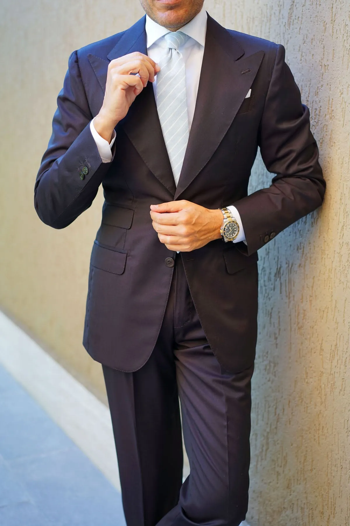 Baby Blue Wide Pinstripe Linen Tie
