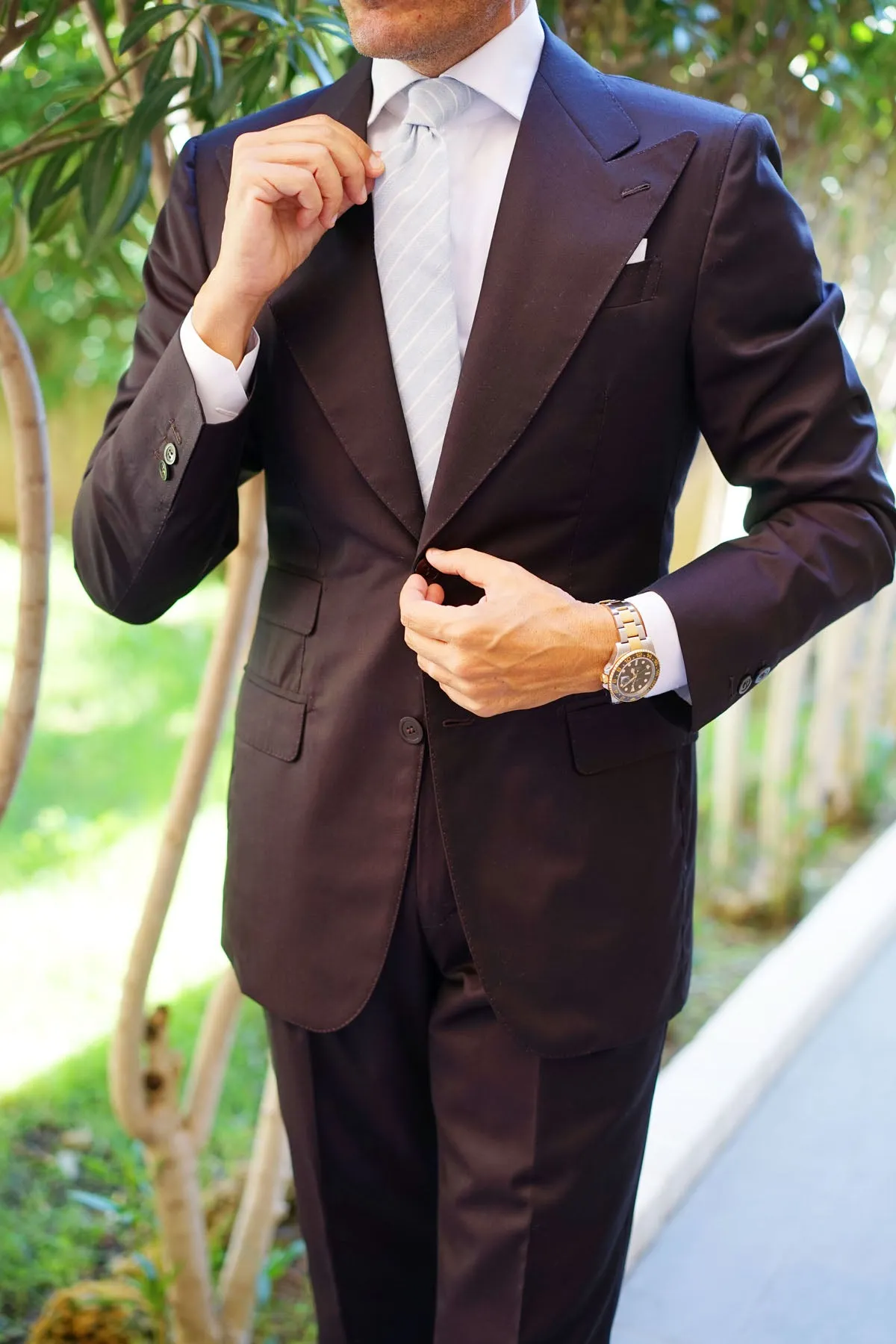 Baby Blue Wide Pinstripe Linen Tie