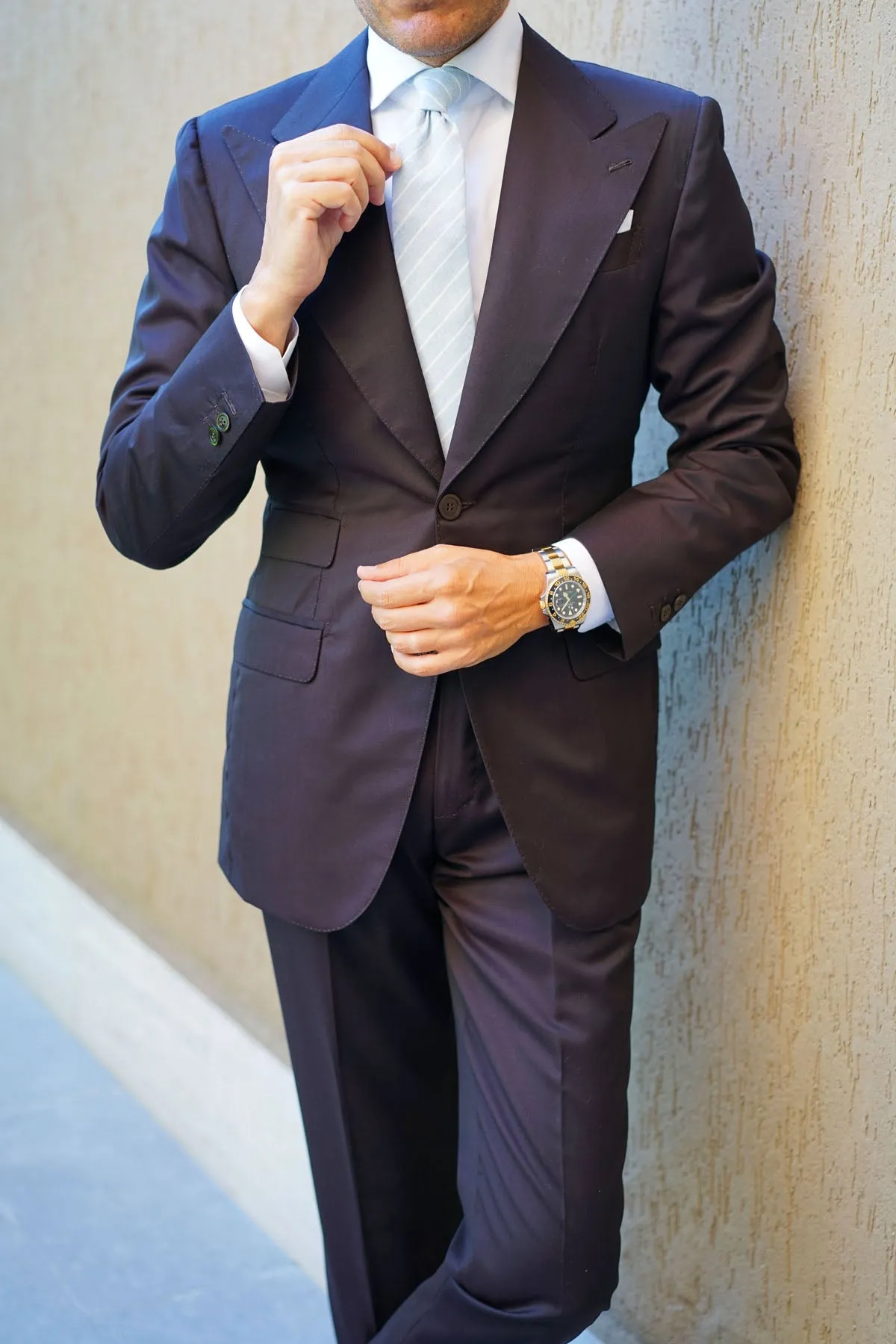 Baby Blue Wide Pinstripe Linen Tie