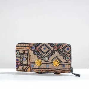 Beige - Banjara Vintage Embroidery Mirror Work Wallet