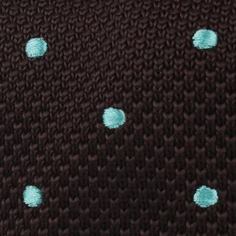 Bistre Brown with Powder Blue Polkadot Knitted Tie