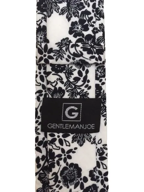 Black and White Floral, Cotton, Men's Tie