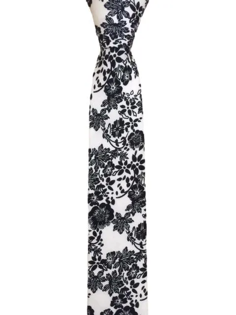 Black and White Floral, Cotton, Men's Tie