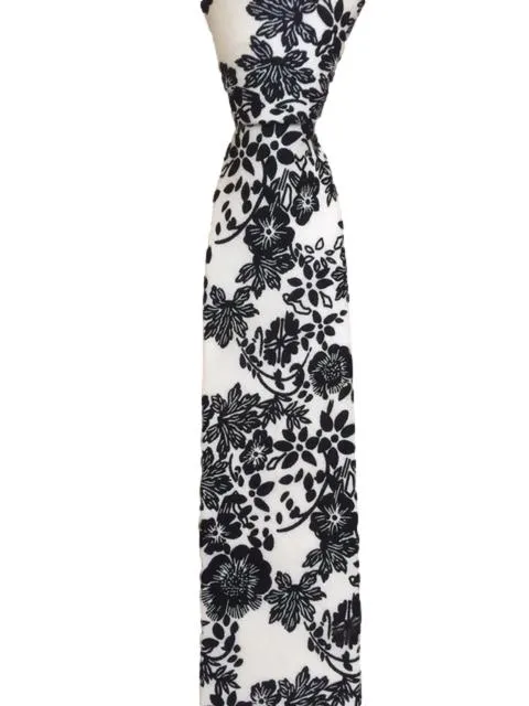 Black and White Floral, Cotton, Men's Tie