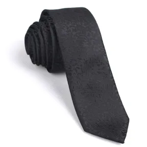 Black Floral Pattern - Skinny Tie