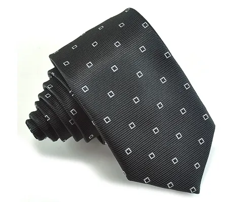 Black Skinny Tie with Squares