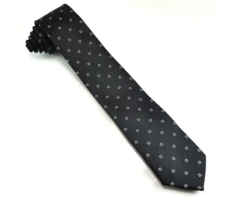 Black Skinny Tie with Squares