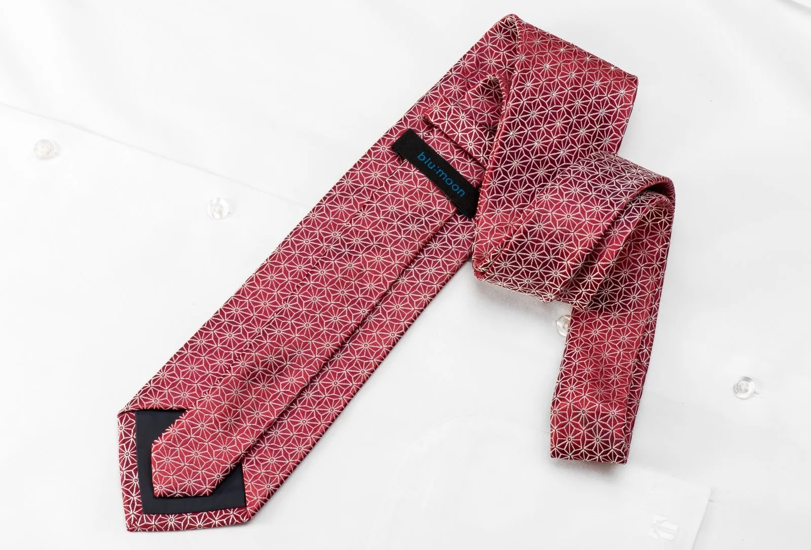 Mens Red Necktie with Silver Trellis Crystal Rhinestones