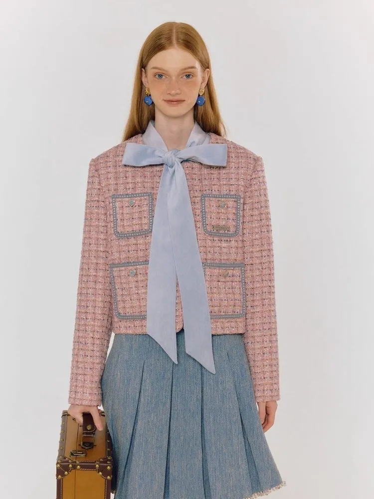 Blue Bow Tie Shirt Loose Blouse【s0000004314】