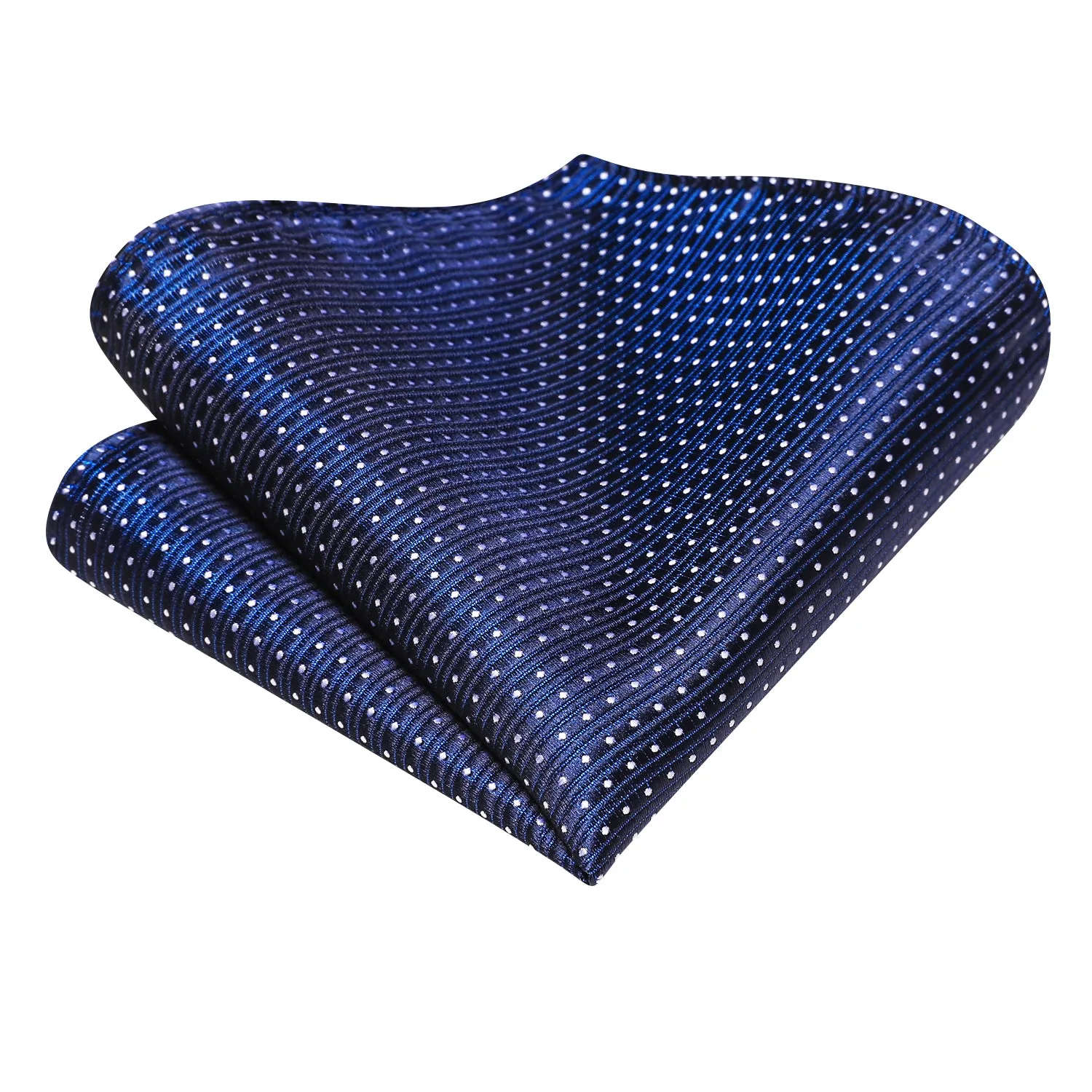 Blue White Dot Ascot Pocket Square Cufflinks Set