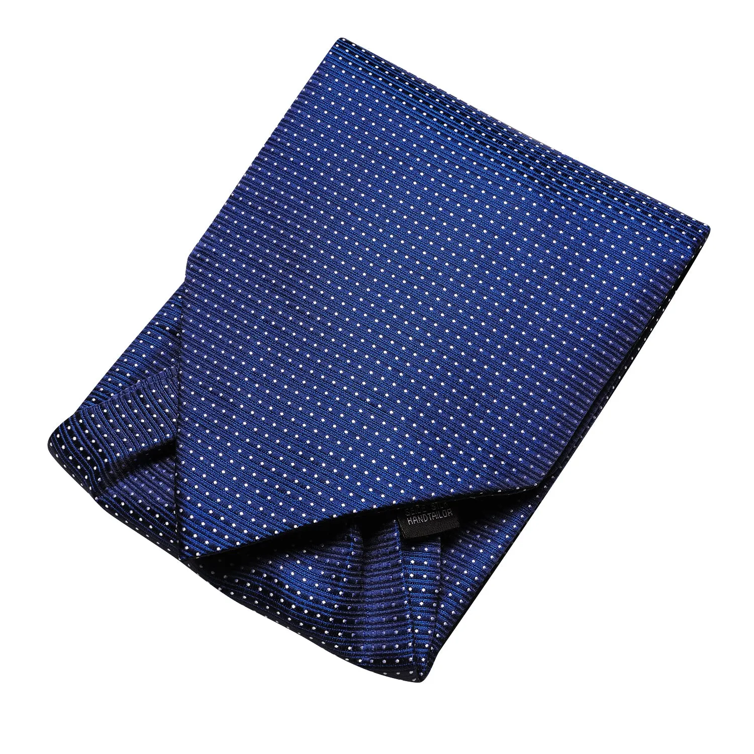 Blue White Dot Ascot Pocket Square Cufflinks Set
