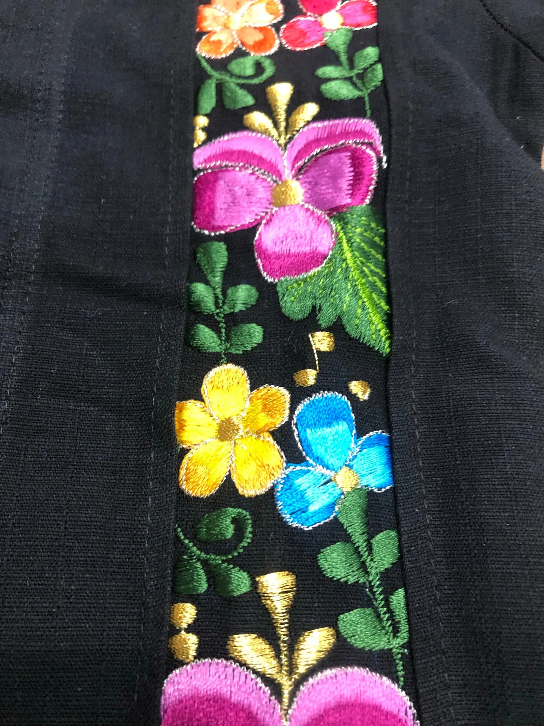 Boys Guayabera Floral Black