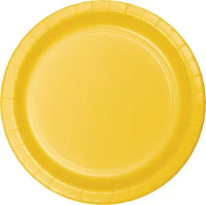 Bulk School Bus Yellow Paper 6.75 inch Dessert Plates (240 per Case)