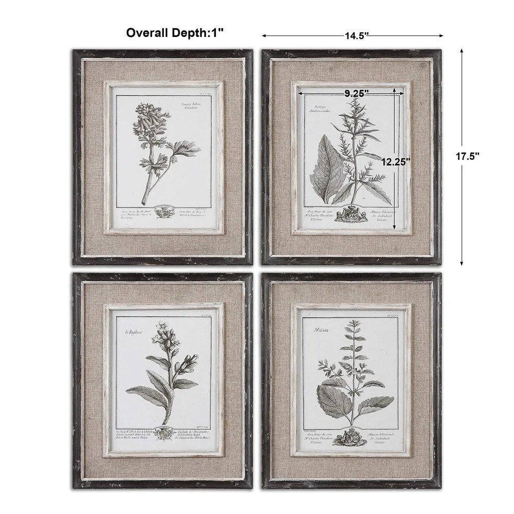 CASUAL GREY STUDY FRAMED PRINTS, S/4