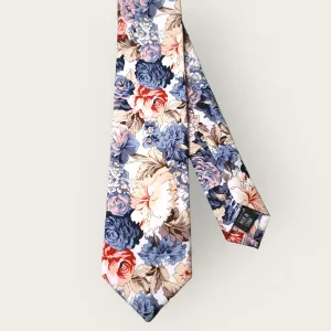 Charcoal Gray Cream Peonies Floral Slim Tie
