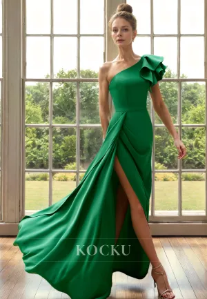 Classic & Timeless Sleeveless One Shoulder A-Line Split Cocktail Mother of the Bride Dress