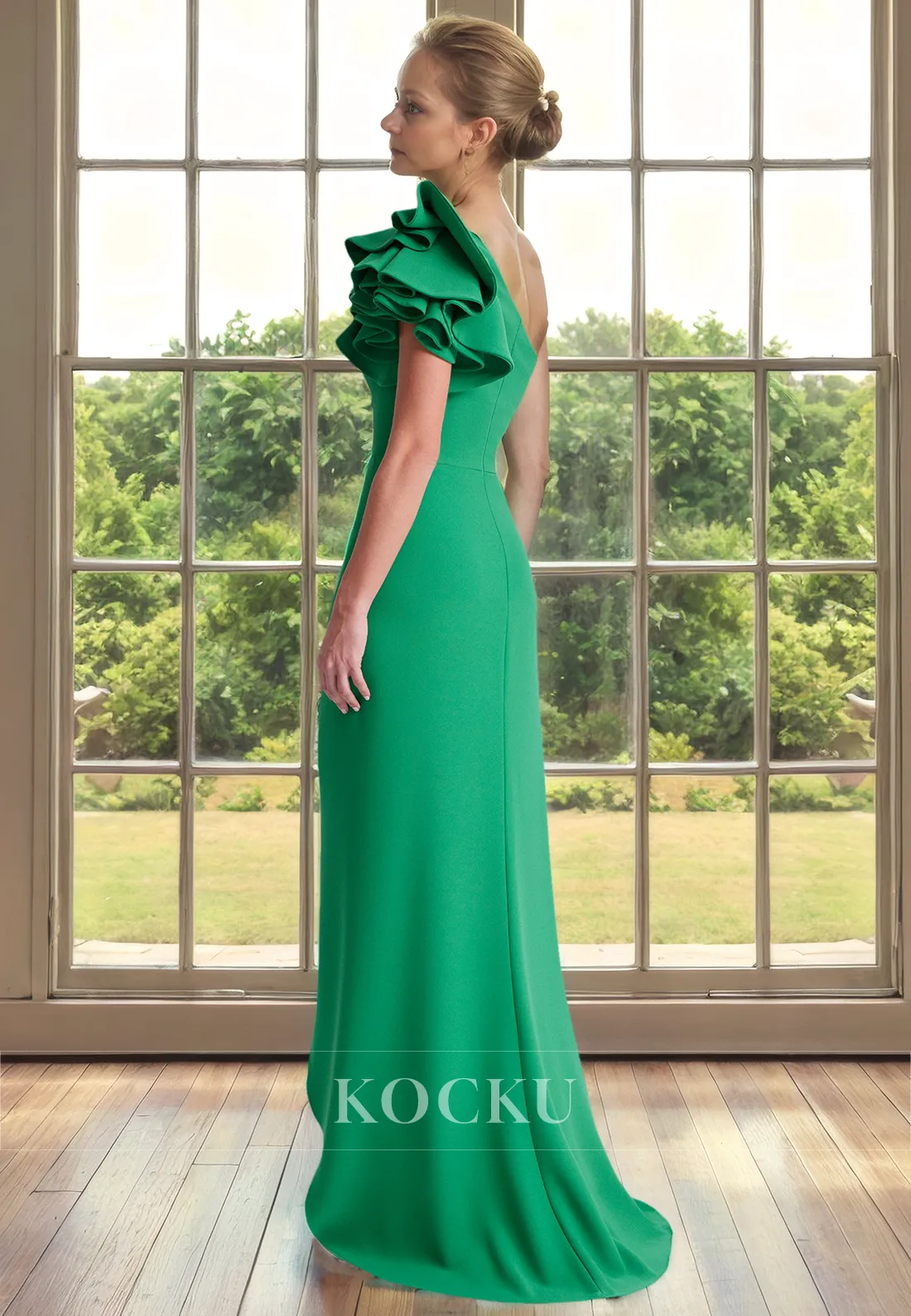 Classic & Timeless Sleeveless One Shoulder A-Line Split Cocktail Mother of the Bride Dress