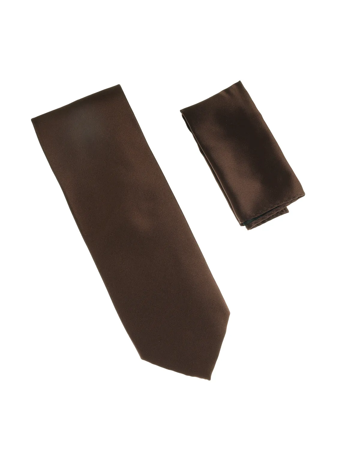 Dark Brown Wide Silk Necktie with Matching Pocket Square SWTHW-255W