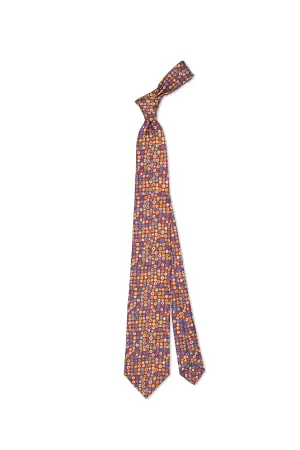 Drake's Red with Yellow/Blue Print Foulard Silk Tie