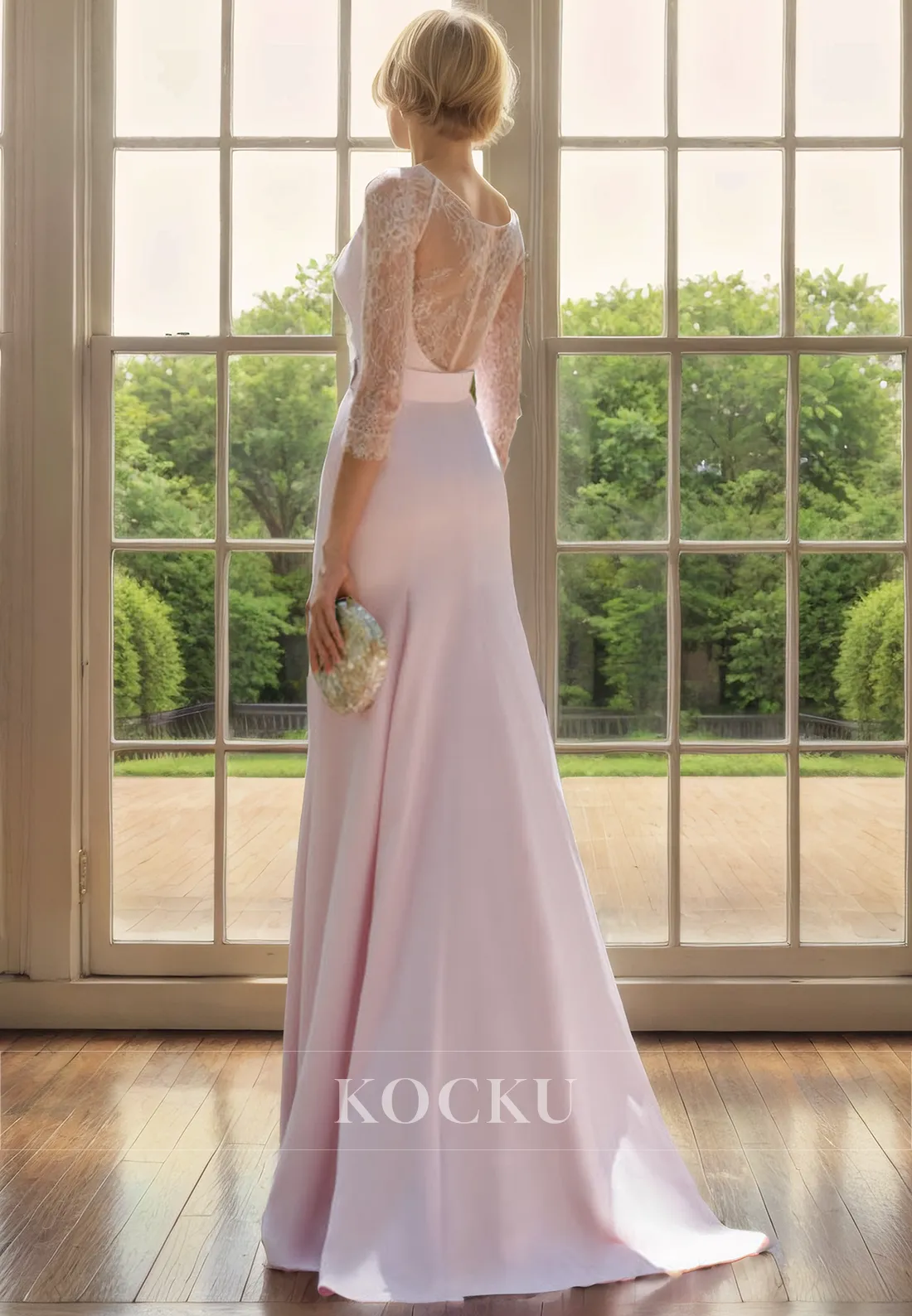 Elegant & Luxurious Long sleeves Appliques Trumpet/Mermaid Mother of the Bride Dress With Belt