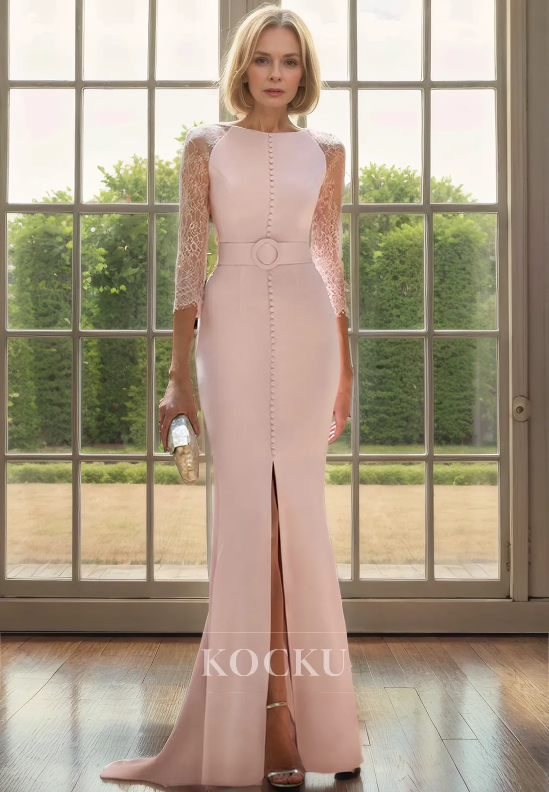 Elegant & Luxurious Long sleeves Appliques Trumpet/Mermaid Mother of the Bride Dress With Belt