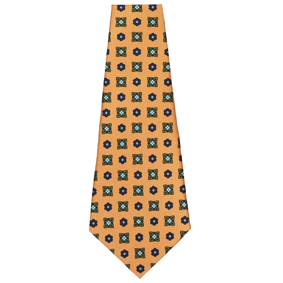 Floral Printed Silk Bespoke Silk Tie - Honey