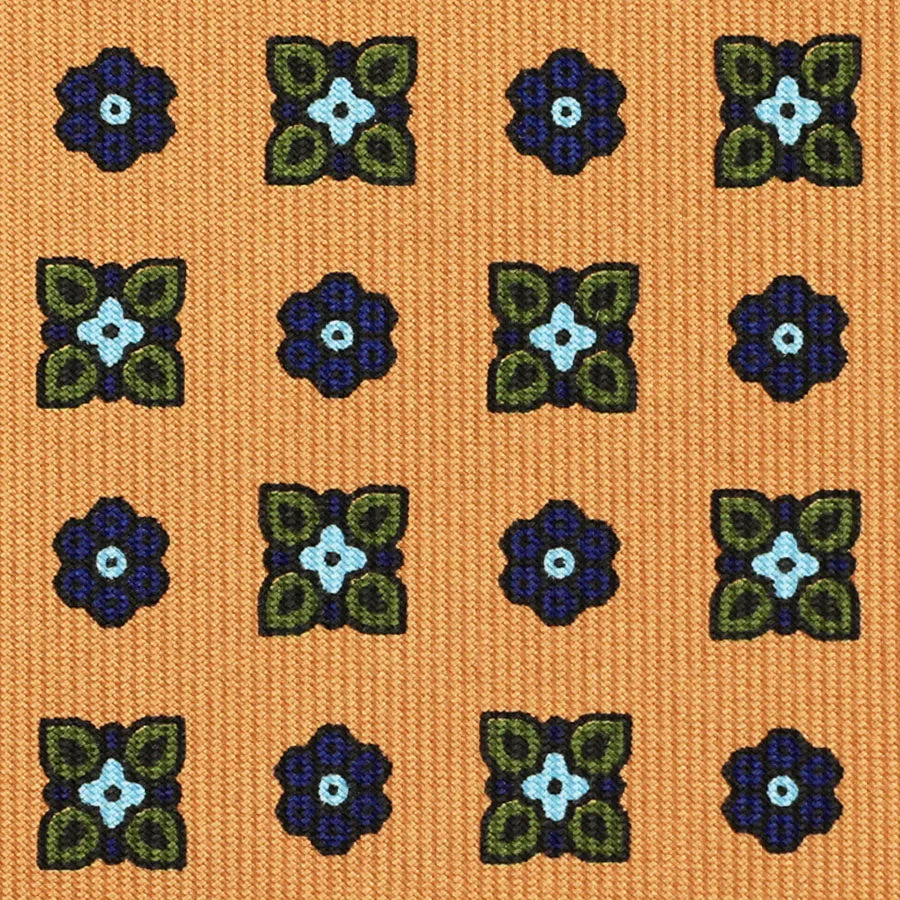 Floral Printed Silk Bespoke Silk Tie - Honey