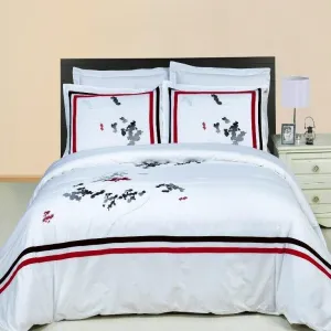 Florence Embroidered 100% Cotton 3-Piece  Duvet Cover Set