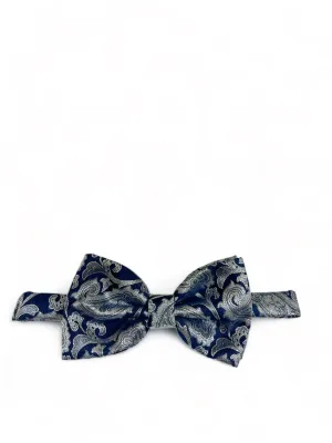 Formal Navy and Silver Bow Tie Set