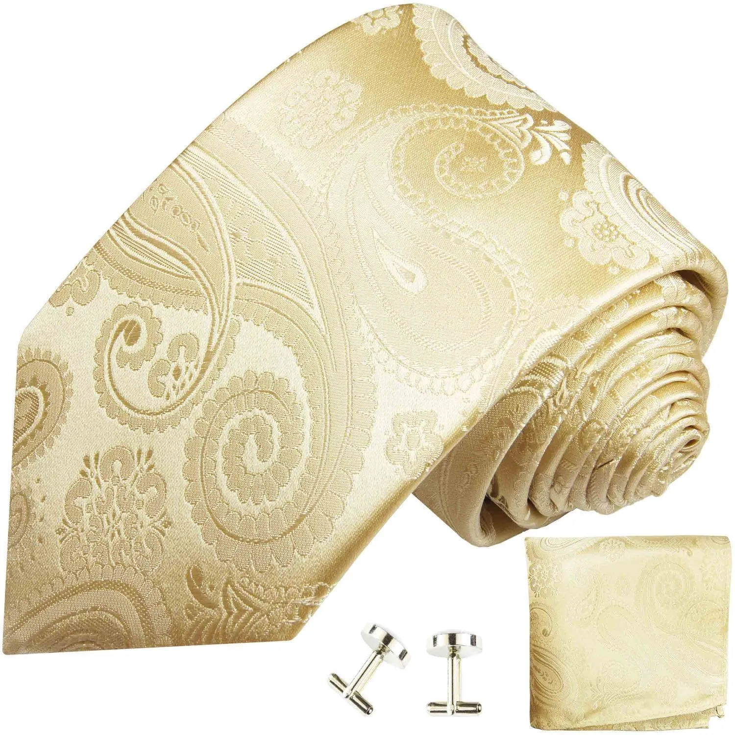 Formal Wedding Necktie in Champagne Paisleys