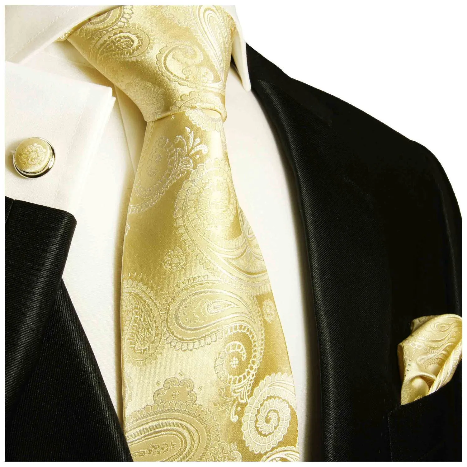 Formal Wedding Necktie in Champagne Paisleys