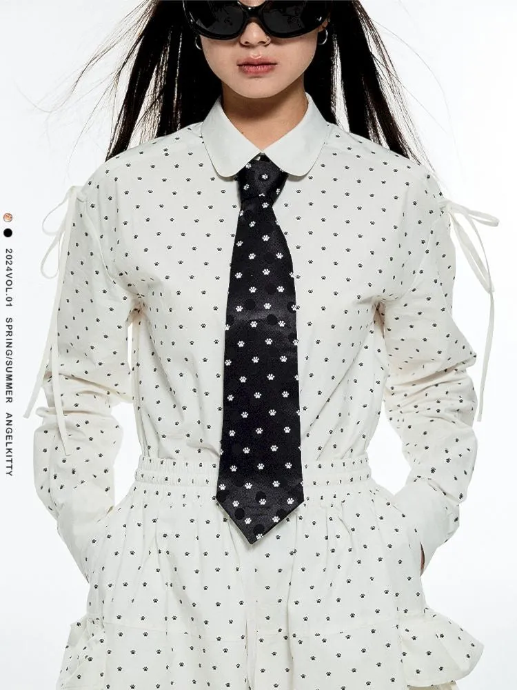 Furry Smash Pattern Printed Dot Tie【s0000006303】
