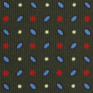 Geometrical Printed Silk Bespoke Tie - Dark Olive