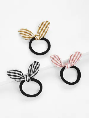 Gingham Knot Hair Tie 3pcs