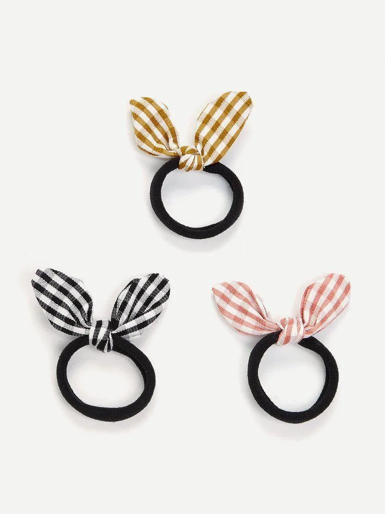 Gingham Knot Hair Tie 3pcs