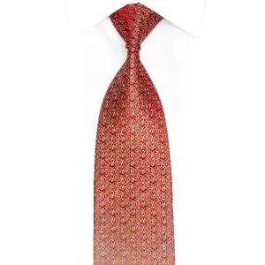 Gold Filigree On Burgundy Rhinestone Silk Necktie With Gold Sparkles
