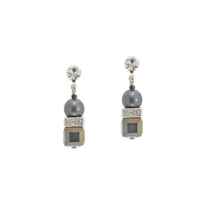 Gray Crystal Cube Earrings
