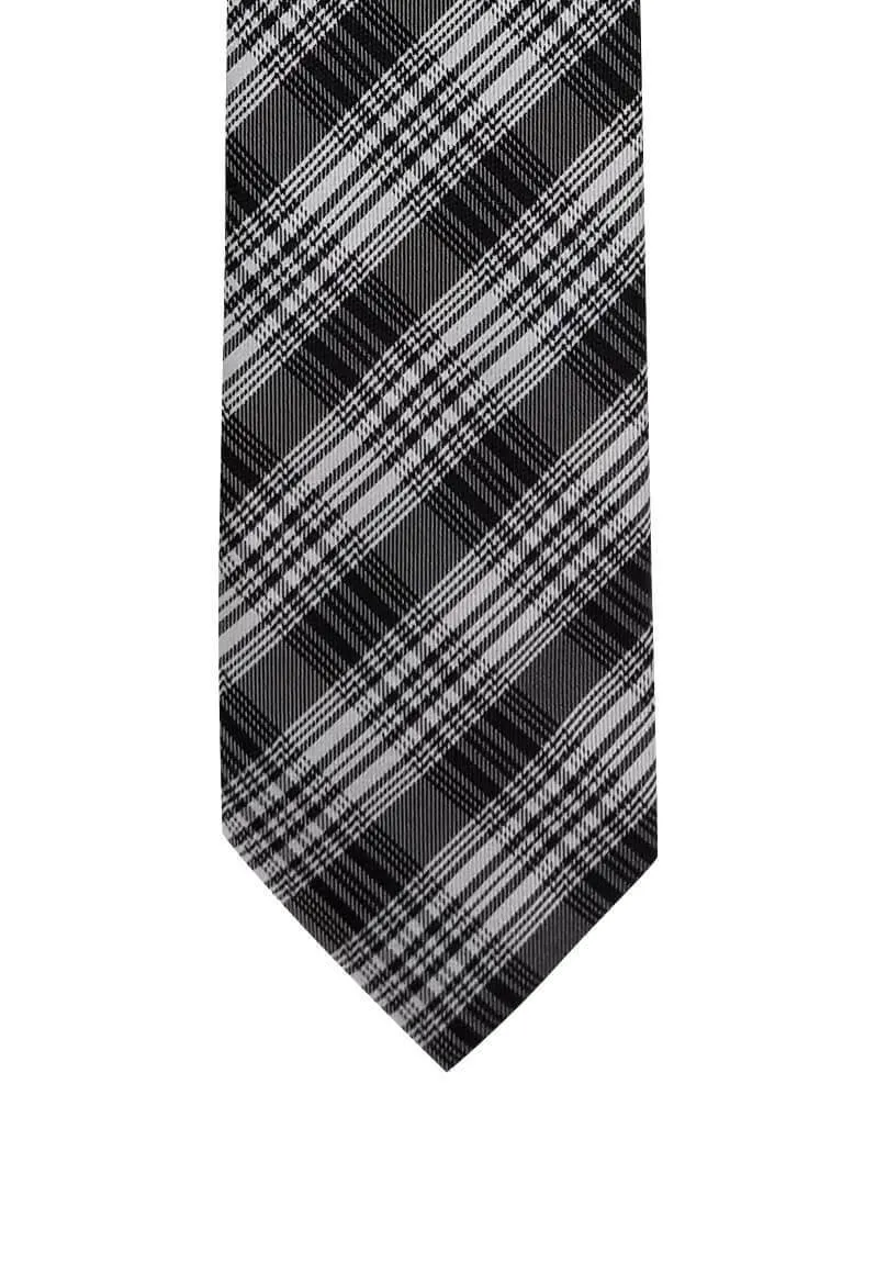 Gray Plaid with Tan Tie