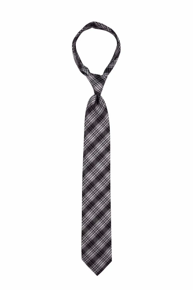 Gray Plaid with Tan Tie