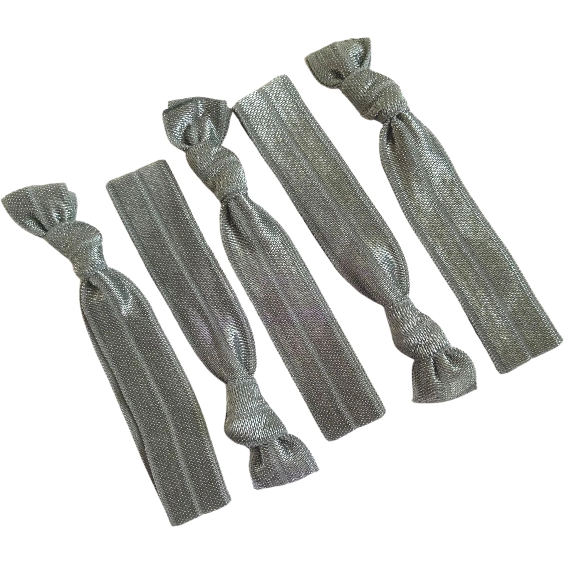 Gray Ribbon Hair Ties - 5 Pack